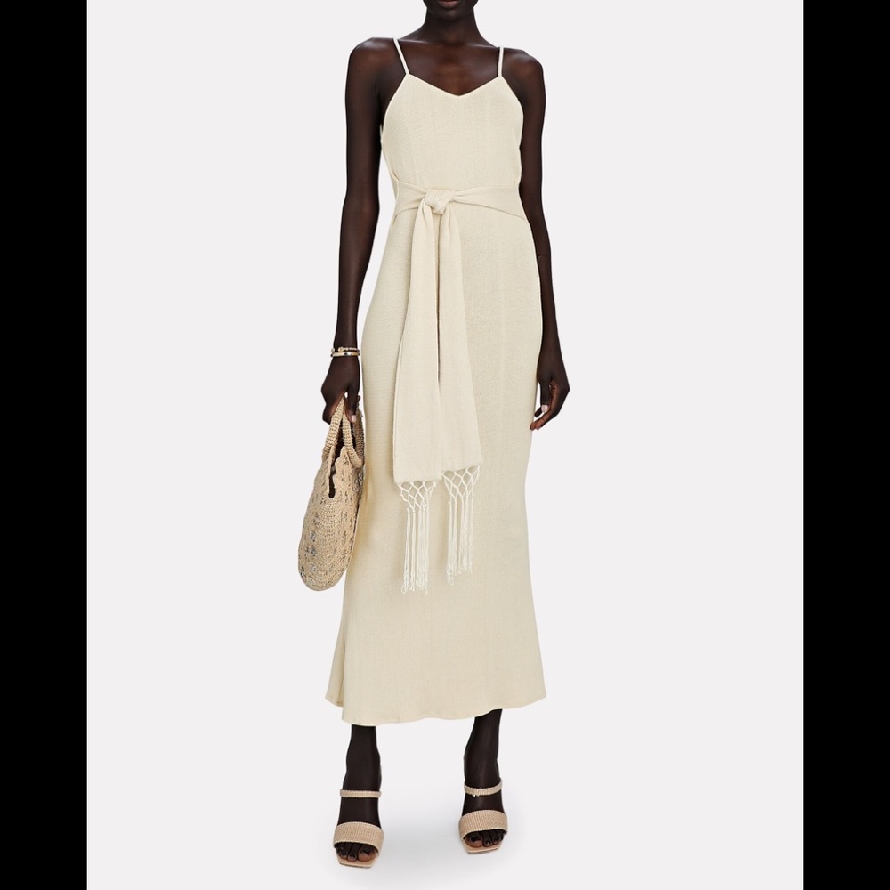 SAVANNAH MORROW Ara Belted Silk-Cotton Midi Dress